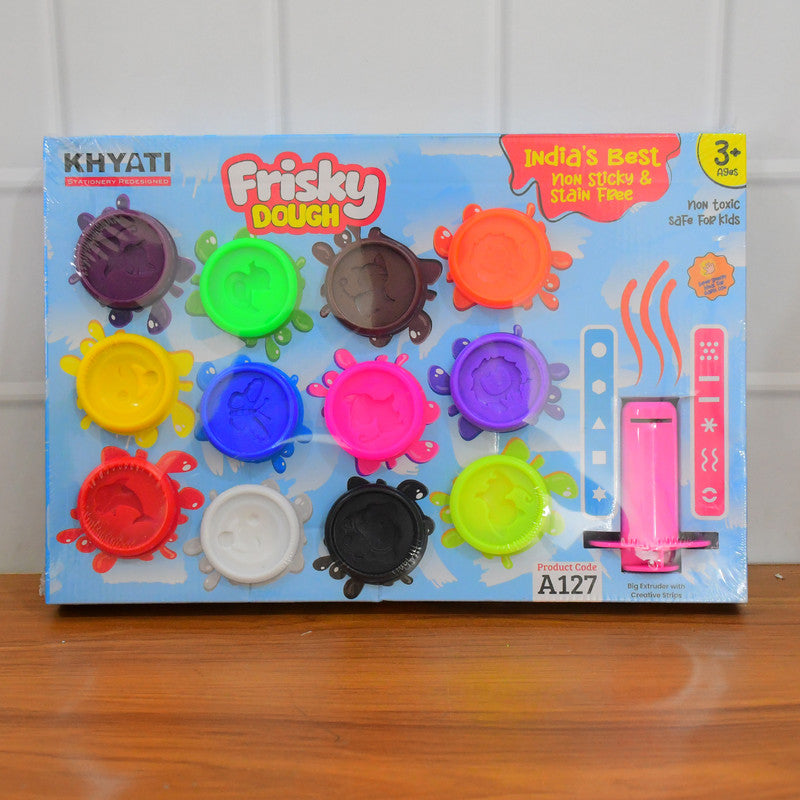 Khyati Frisky Dough Set – 12 Colour Modelling Clay with Extruder & Creative Shape Strips