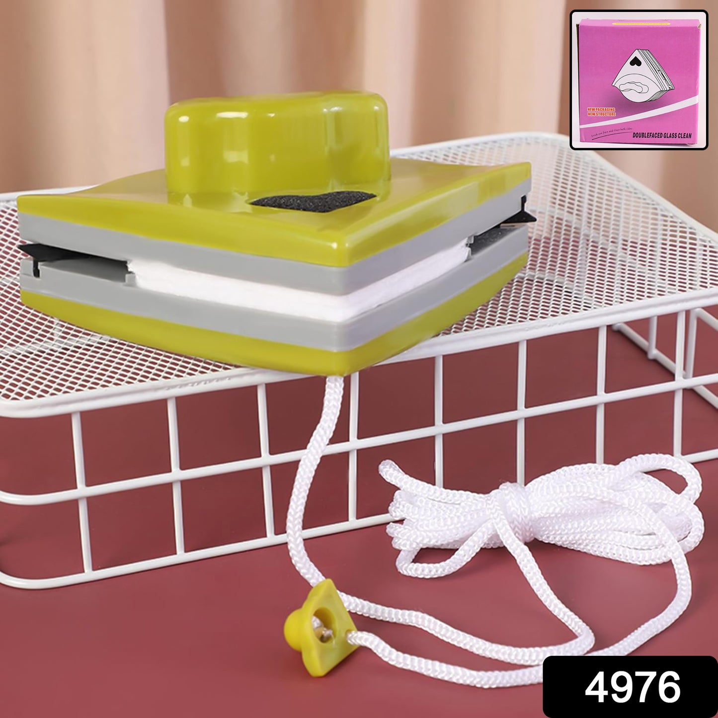 4976 ડબલ ફેસ ગ્લાસ ક્લીનર વિન્ડો સ્ક્વિજી, મેગ્નેટિક વિન્ડો ધોવાનું સાધન.