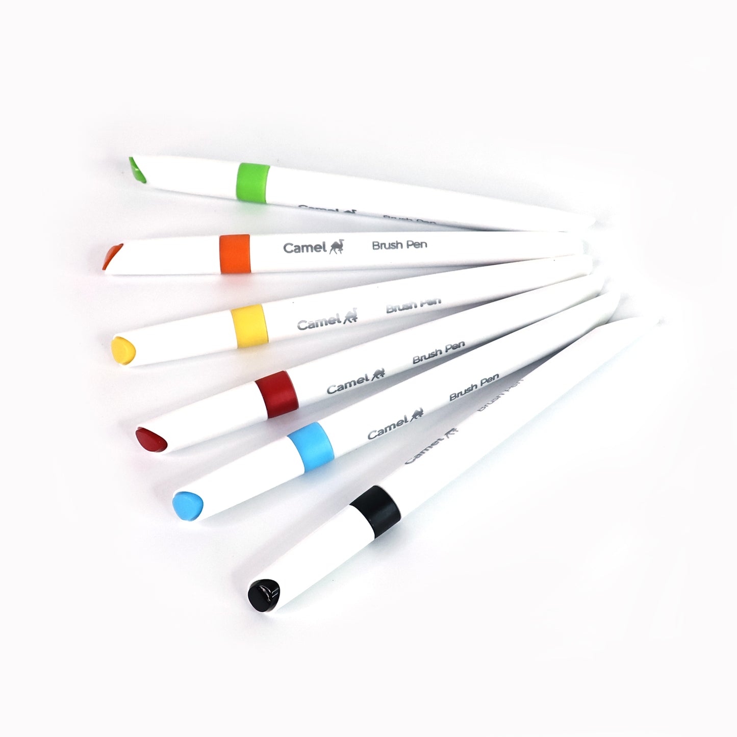 Camel Brush Pens – 6 Vibrant Shades (Flexible Tip for Watercolor Effects, Lettering & Sketching)