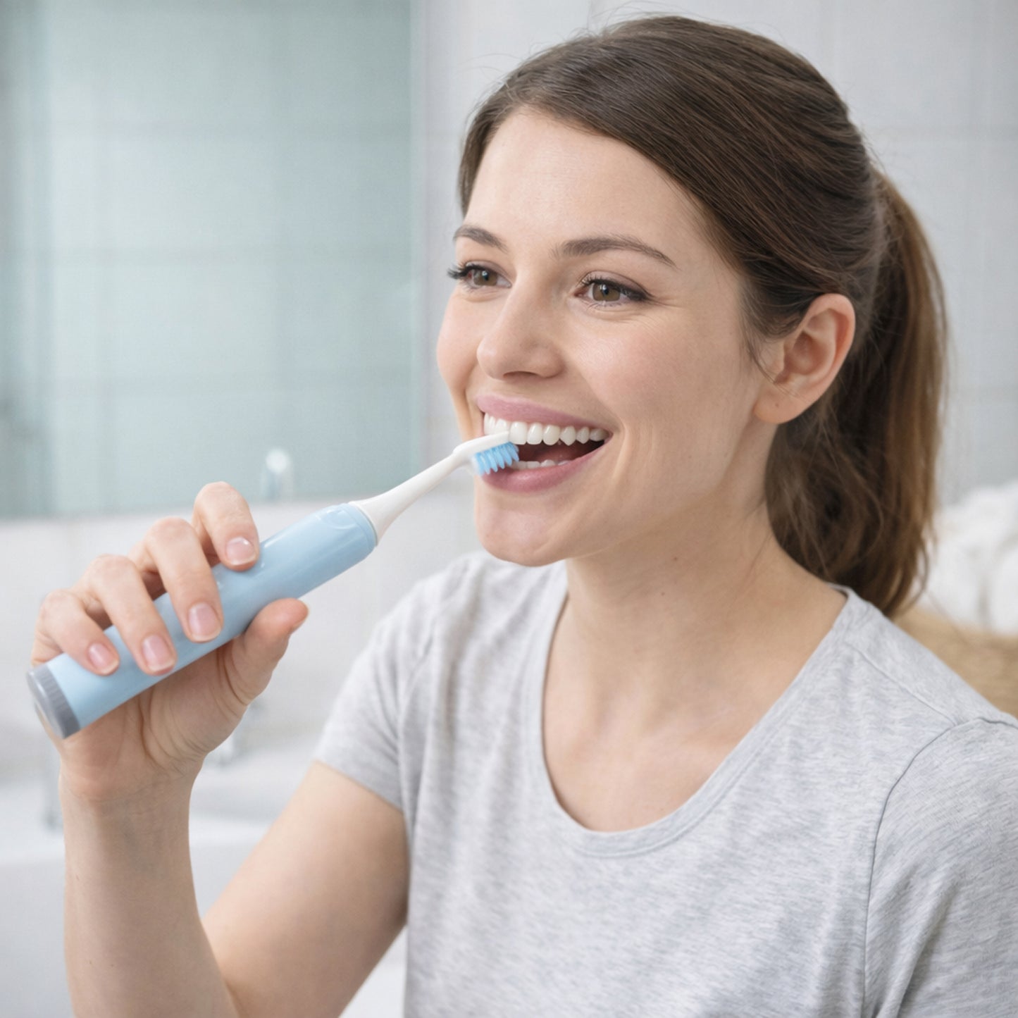 Electric Toothbrush With 4 Extra Head (1 Pc, Battery Included, Mix Color)