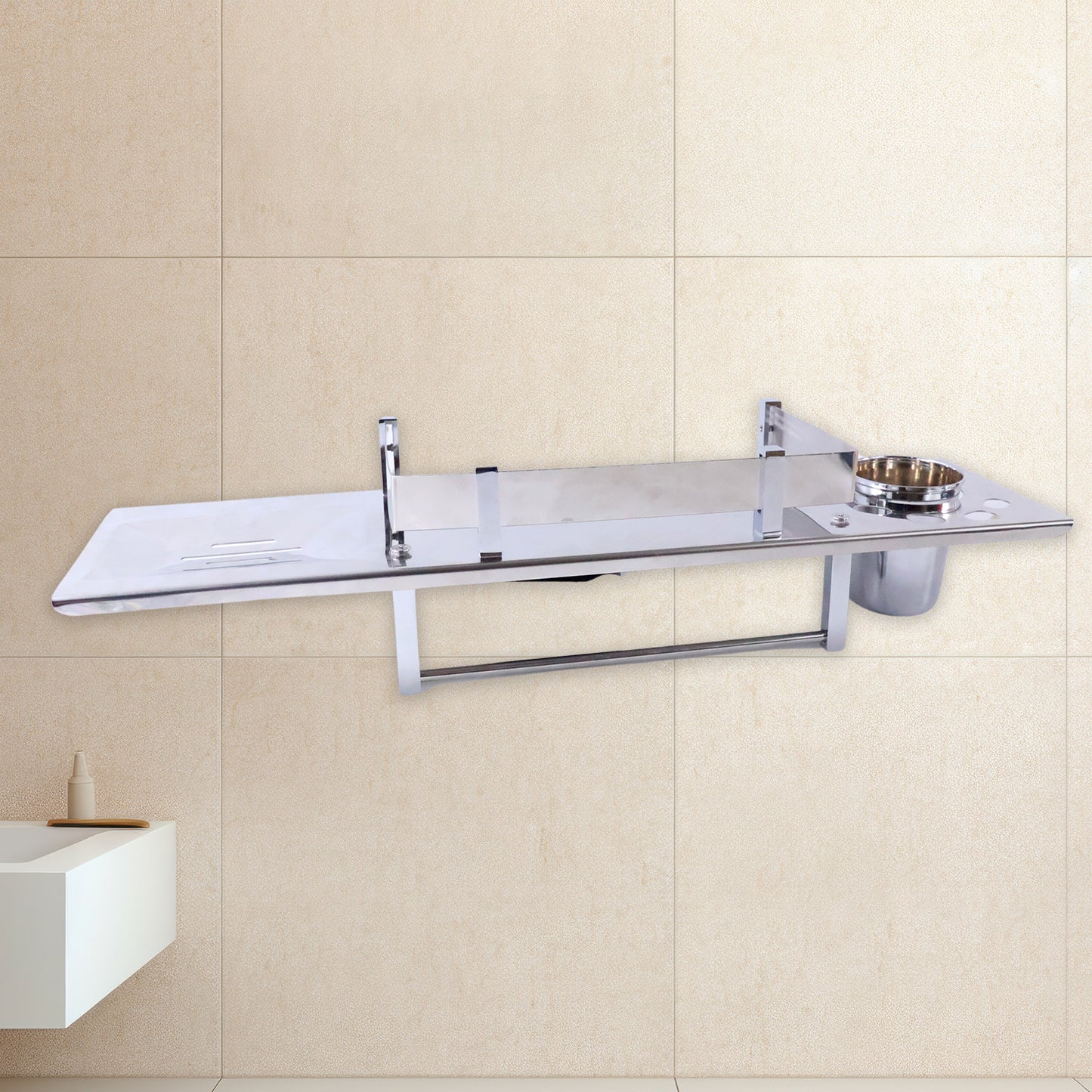 Stainless 4 In 1 Multi-Functional Space Saving Bathroom Shelf