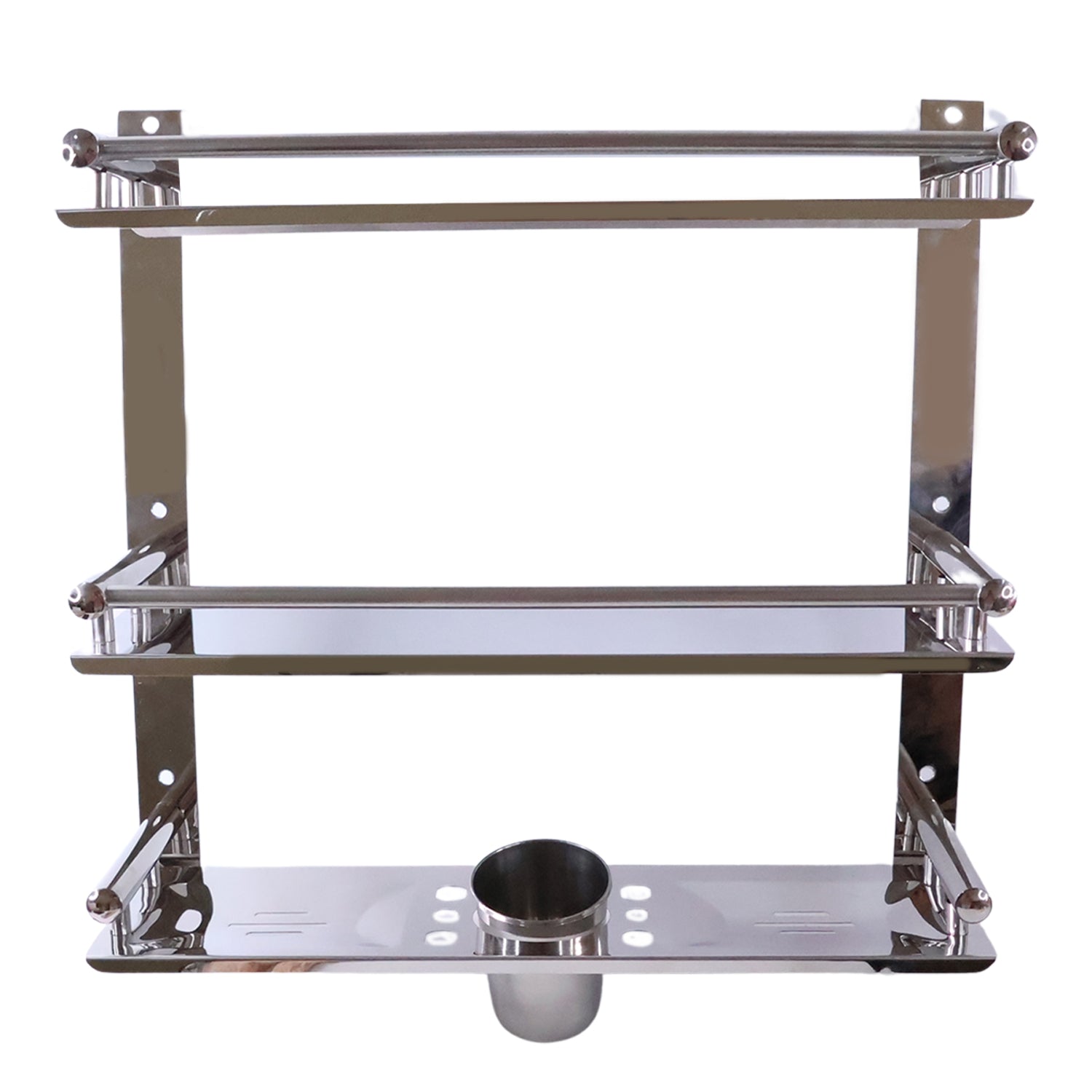 Stainless Steel 6 In 1 Multipurpose Bathroom Shelves Rack (15Inch)