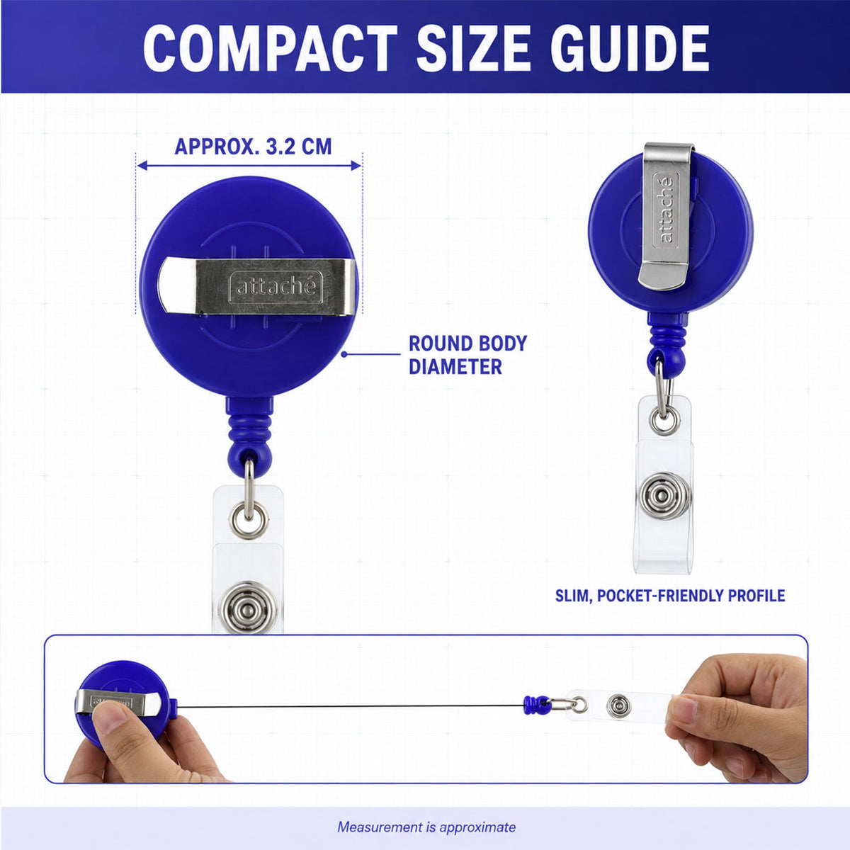 Retractable ID Badge Reel with Metal Belt Clip and Card Holder for Office (1 Pc)