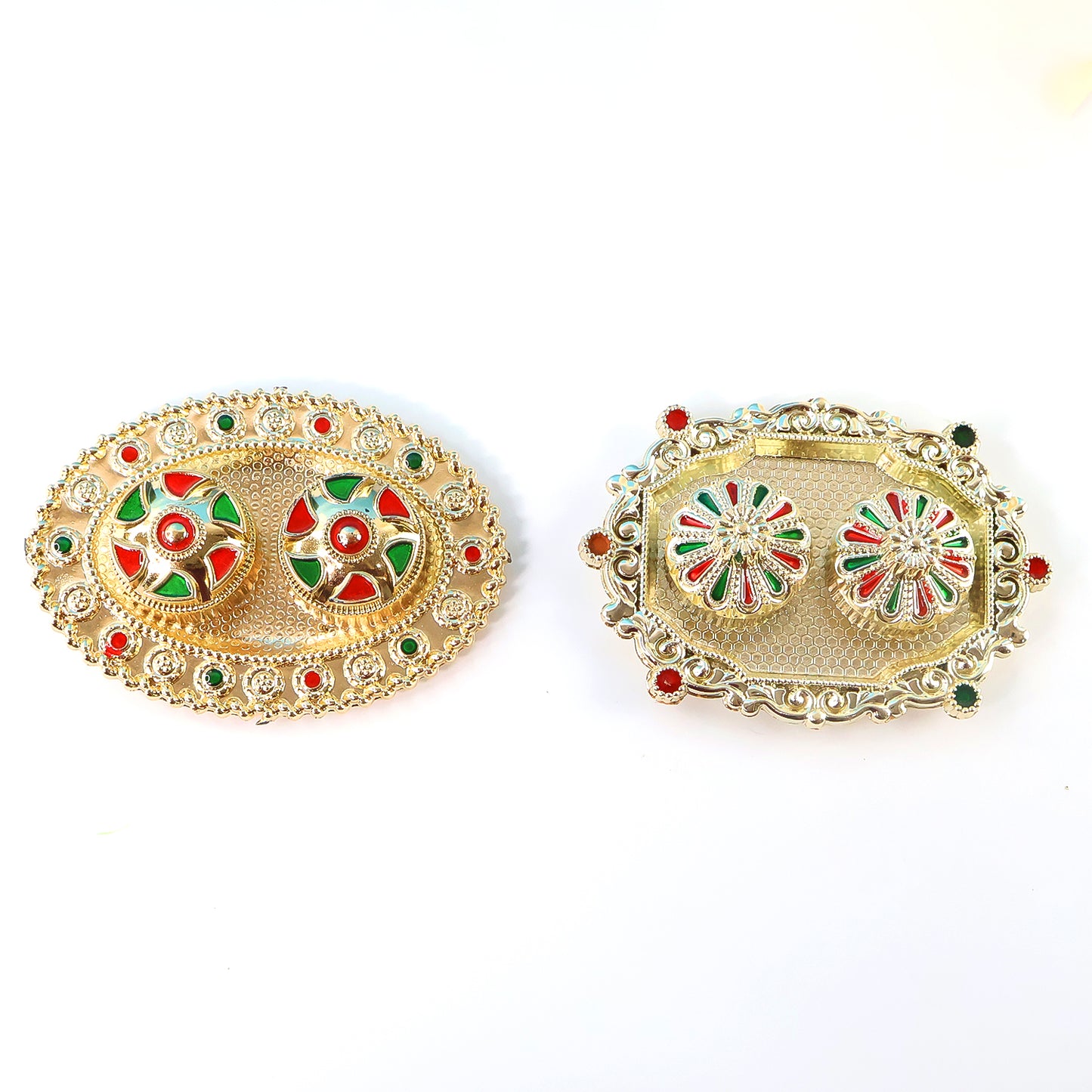 Meenakari Roli–Chawal Pooja Thali - (1 Pc / Mix design)