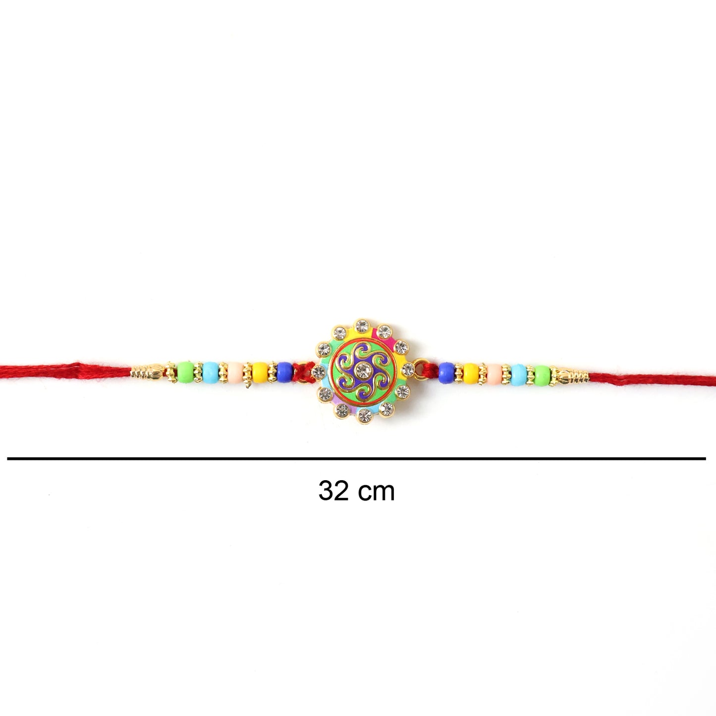 Premium Designer Rakhi with Multicolor Beads & Stone Centerpiece