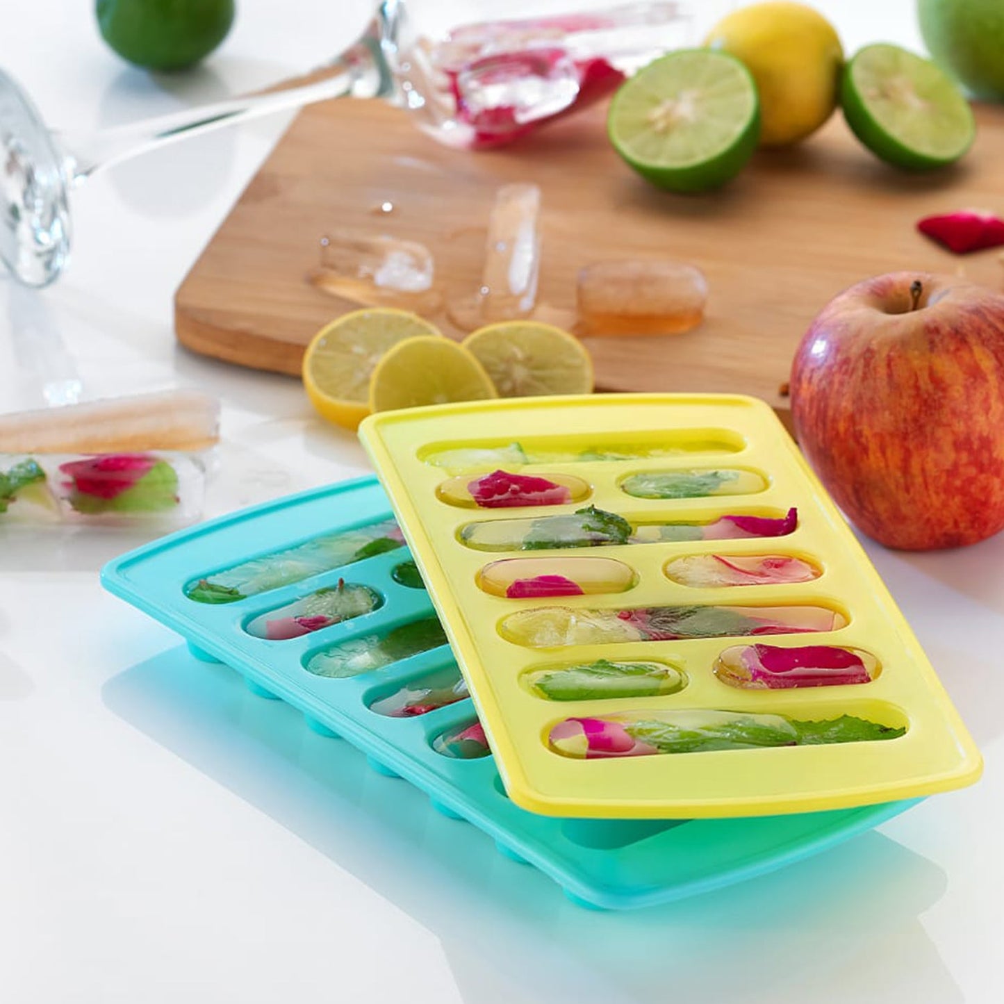 Ice trays ready for freezing