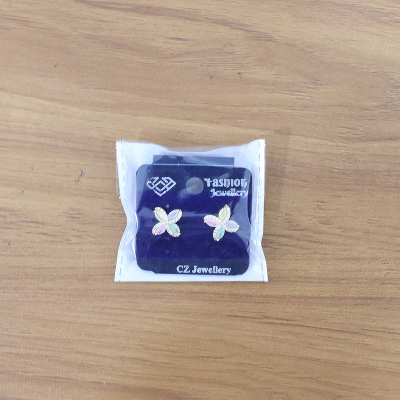 Multicolor Crystal Butterfly Stud Earrings with Gold Finish for Women