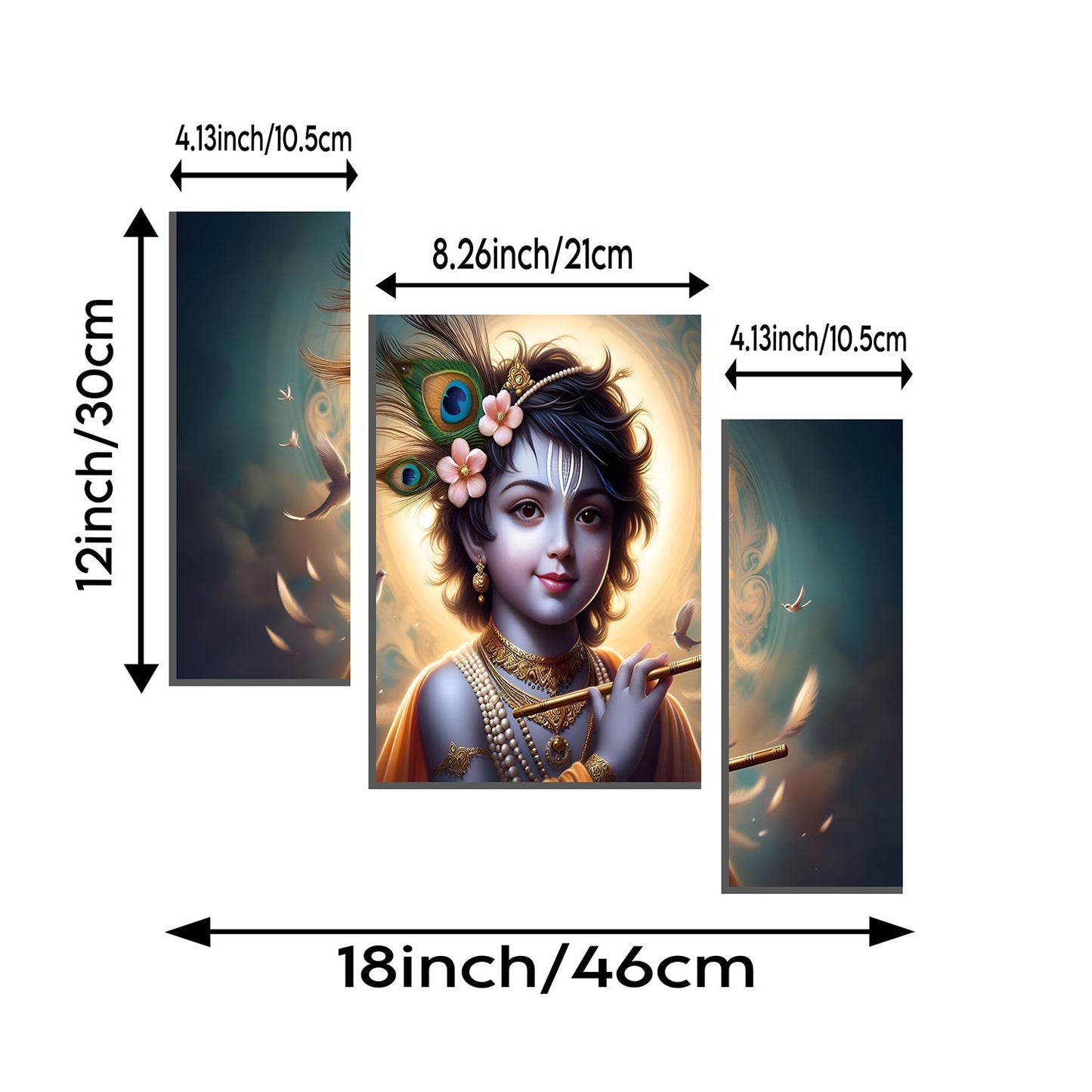 Krishna flute panel wall art for pooja room