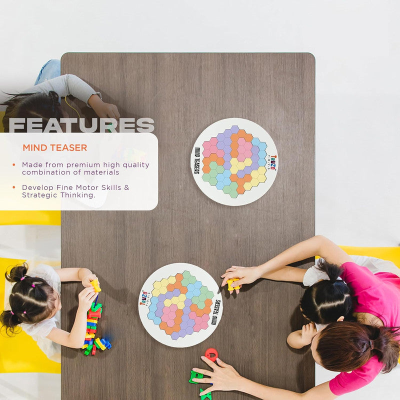 Truzo Mind Teasers Hexagon Puzzle Game – Colorful Educational Brain Teaser Toy for Kids