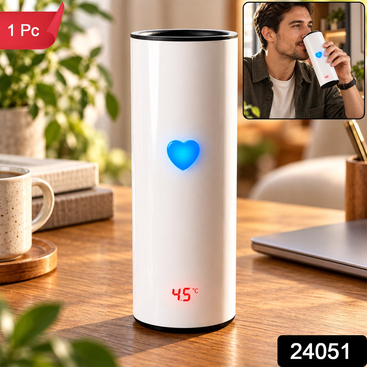 Temperature Display Travel Tumbler for Men with LED Lid (1 Pc)