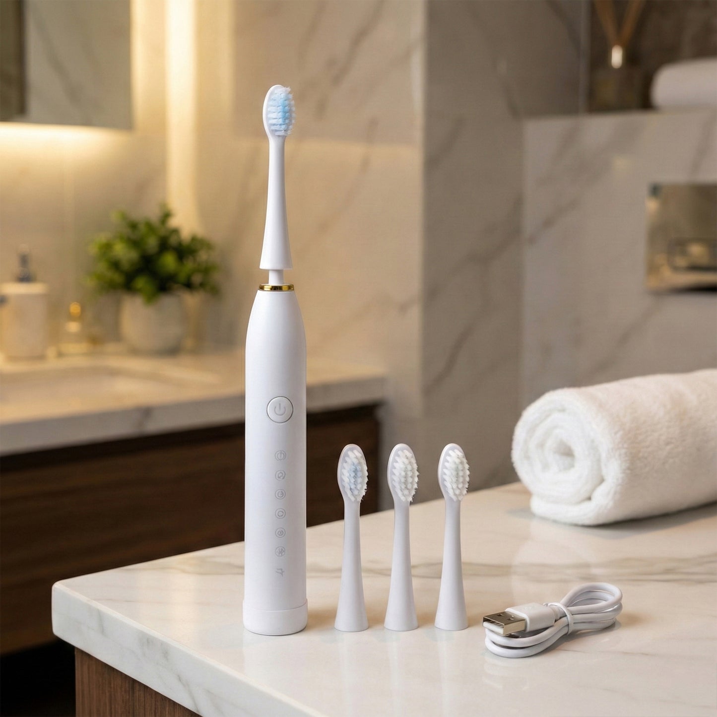 Electric Toothbrush white color with extra heads