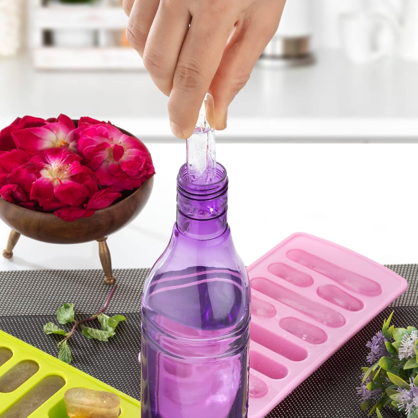 Close-up of ice trays