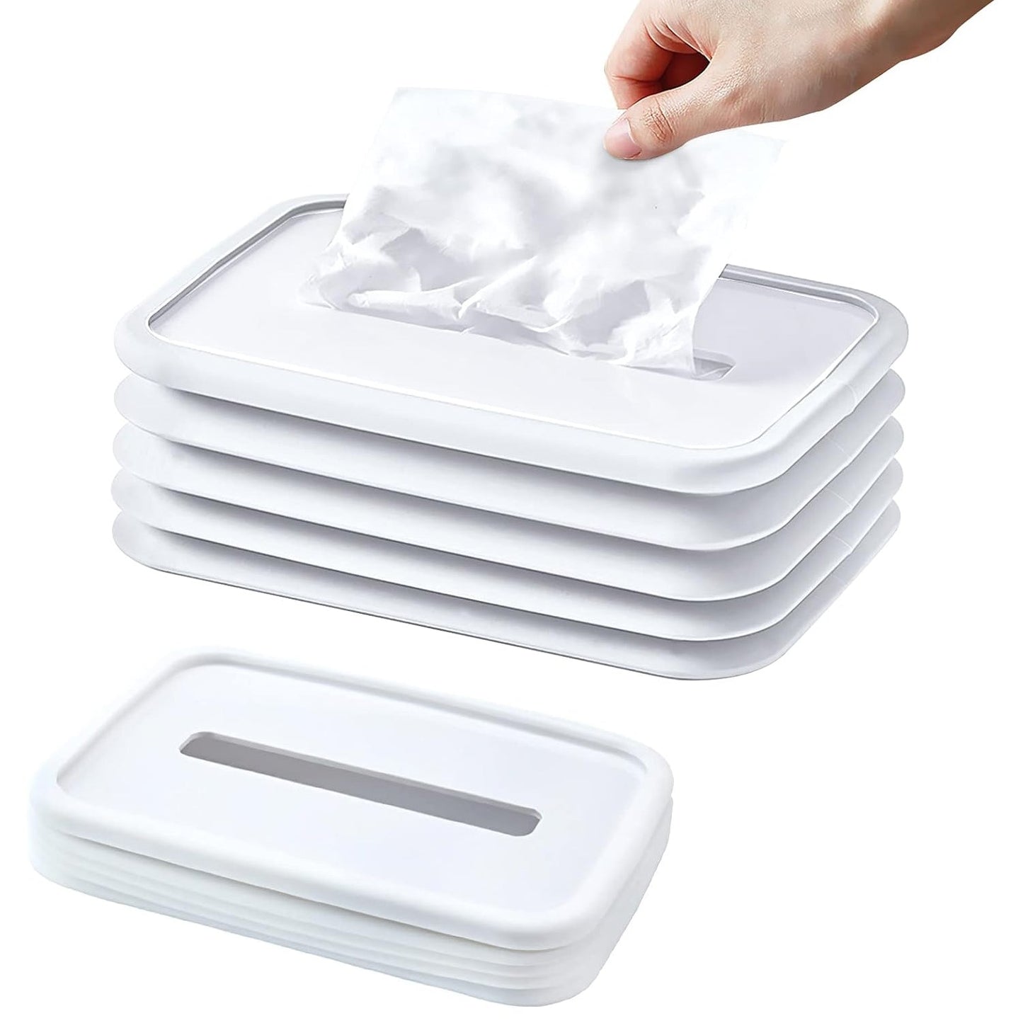 Silicone tissue holder placed on bathroom counter