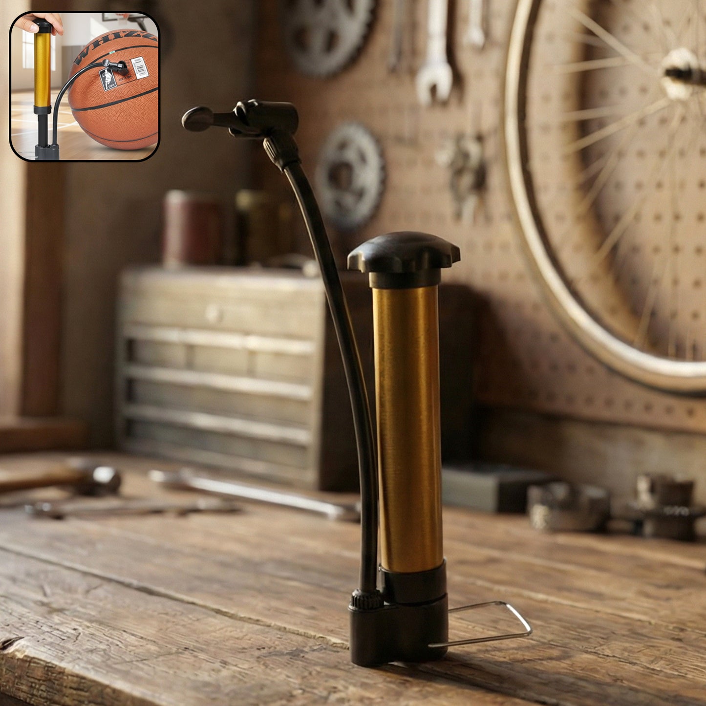 Mini Hand Air Pump – Portable Metal High-Pressure Inflator for Sports (1 Pc)