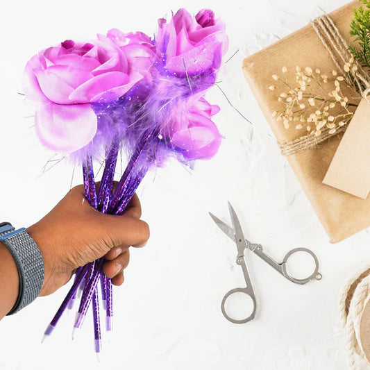 फैशन गुलाब फूल और स्टार डिजाइन बॉल पेन शादी, घटनाओं और बहुउपयोगी पेन के लिए चिकनी लेखन (5 पीसी का सेट)