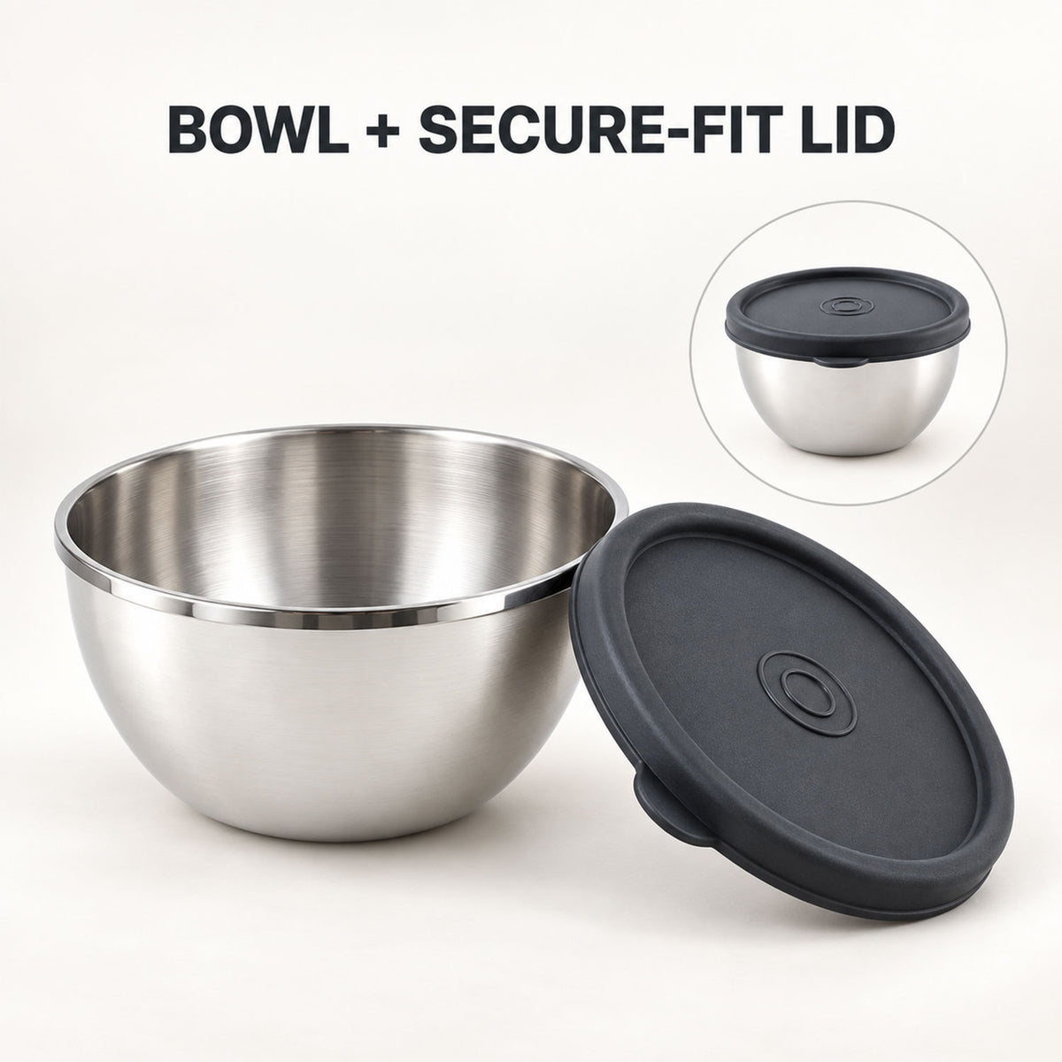 Apex Stainless Steel Food Container 400 ML with Lid, Round Storage Bowl (1 Pc)