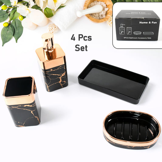 बाथरूम एक्सेसरी सेट, बाथरूम सजावट 1 साबुन डिस्पेंसर, 1 टम्बलर, 1 ट्रे, 1 साबुन डिश के साथ बाथरूम, रसोई, कार्यालय, महिलाओं और पुरुषों के लिए उपहार (4 पीस सेट)