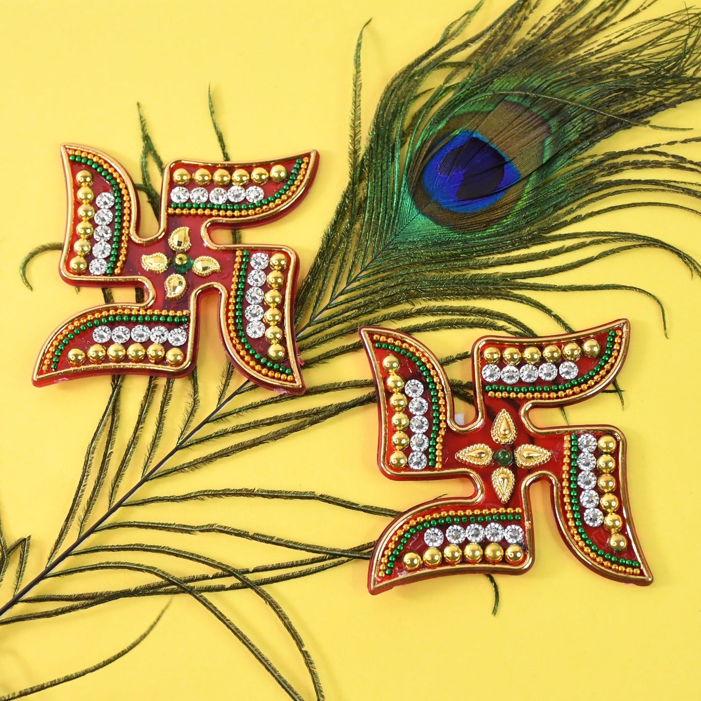 Swastik Decorative Sticker – Traditional Acrylic Pooja Décor Set