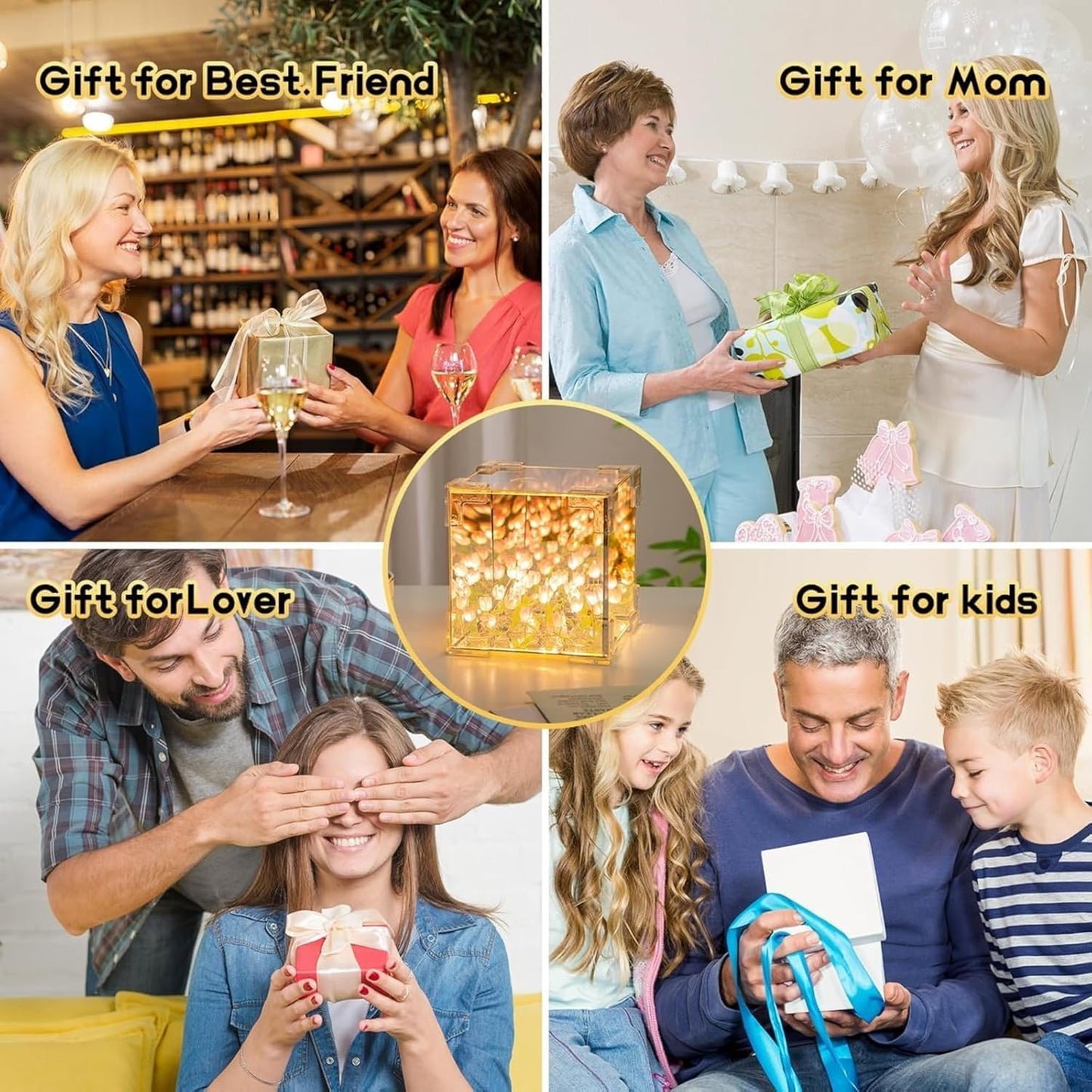 Decorative Tulip Flower LED Cube Night Lamp Set (1 Set / Mix Color)