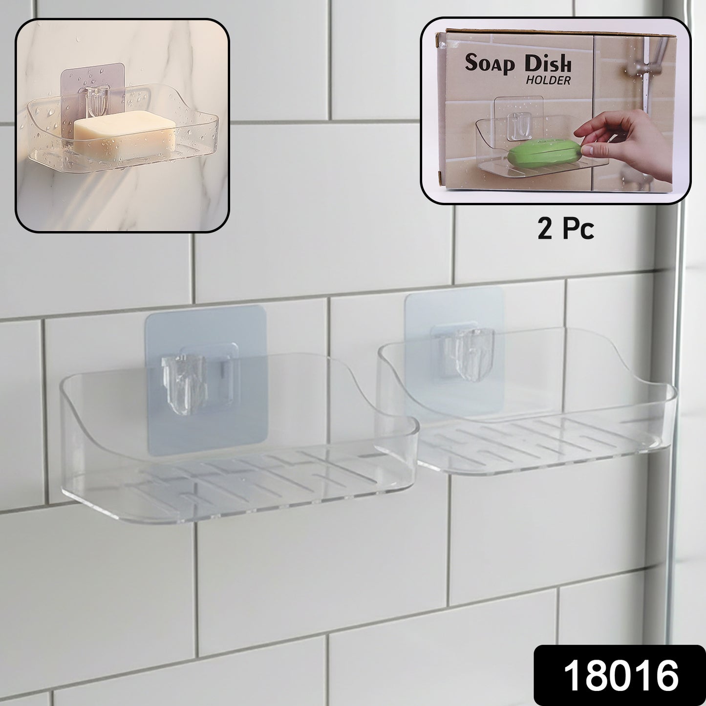 Wall-Mounted Transparent Soap Dish Holder Set