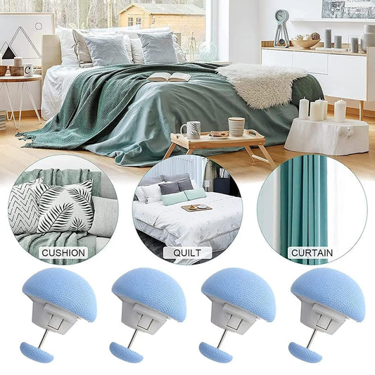 Side view of mushroom-shaped decorative sofa pins