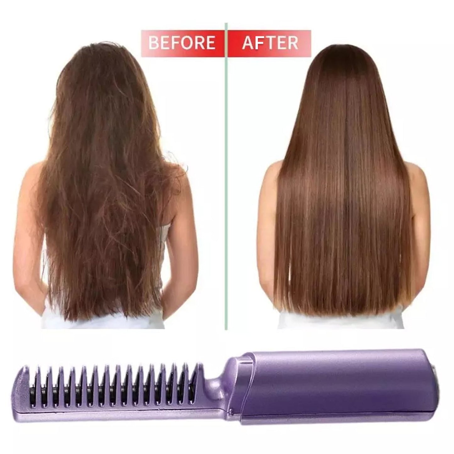 Rechargeable Mini Hair Straightener, Three Temperature Adjustments Flat Iron Comb (1 Pc)