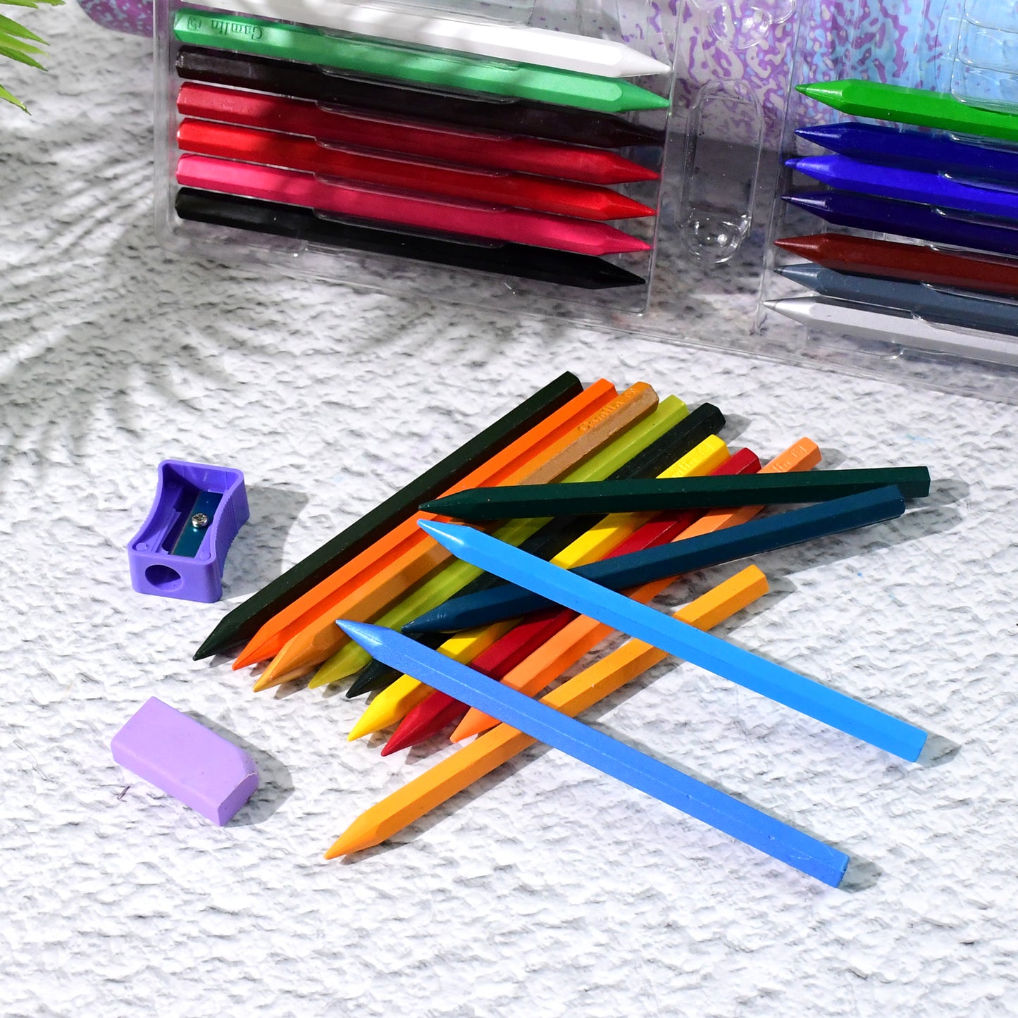 Camel Plastic Crayons with Free Sharpener & Eraser - 28 Shades