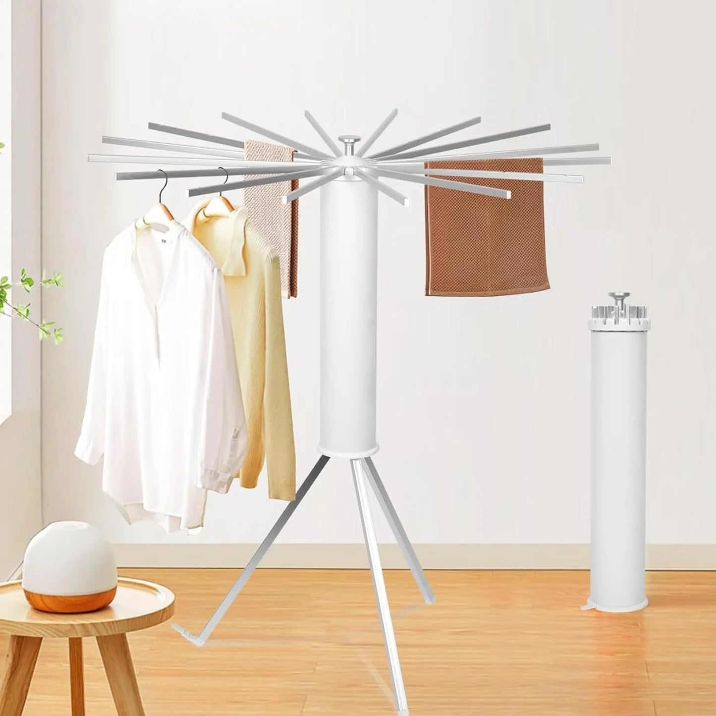 Portable octopus style rotating laundry rack