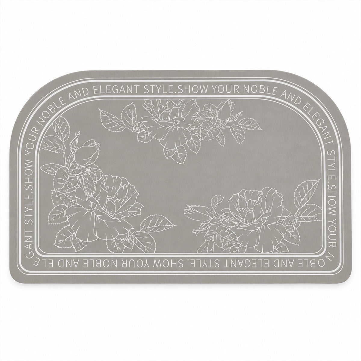 Absorbent Bathroom Mat, Half Round Floral Print Quick Dry Mat (1 Pc, 50x80 Cm)
