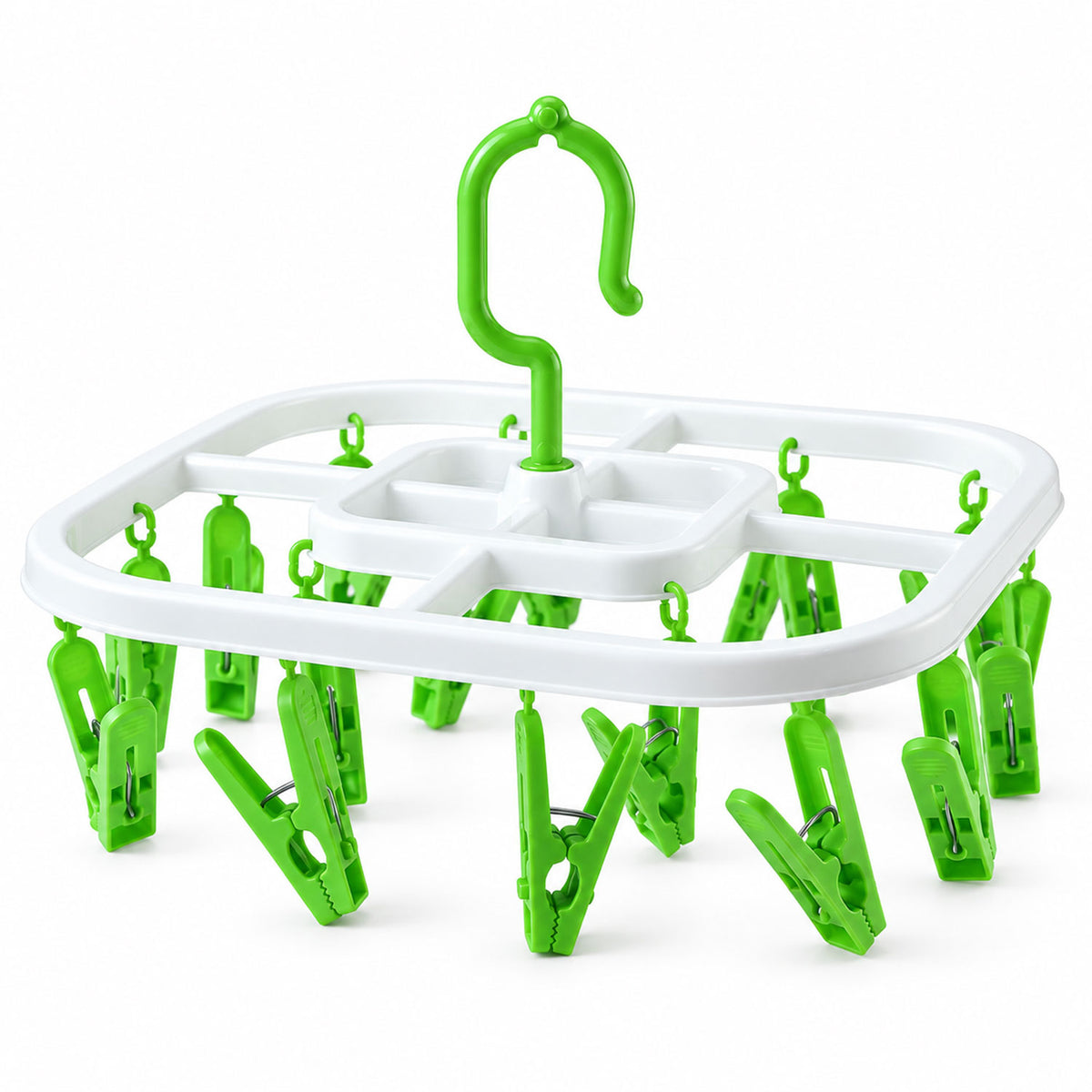 Plastic Clip Hanger Drying Rack with Detachable Hook for Socks and Small Clothes (1 Pc)