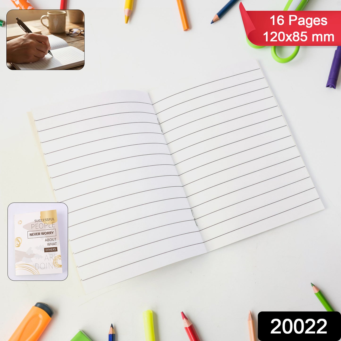 Ruled pages of compact notebook