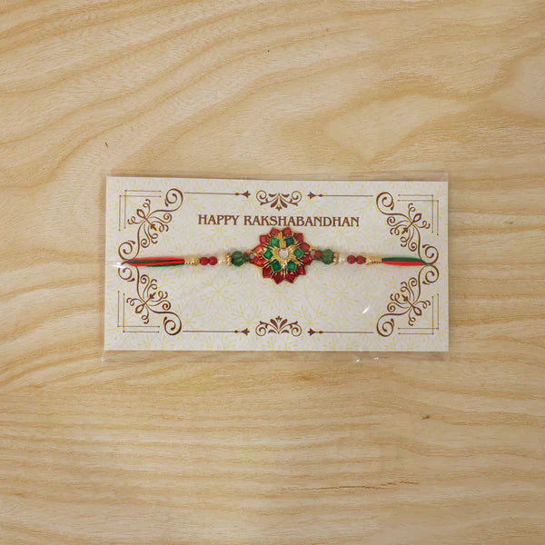Traditional Floral Stonework Rakhi – Elegant & Durable Design