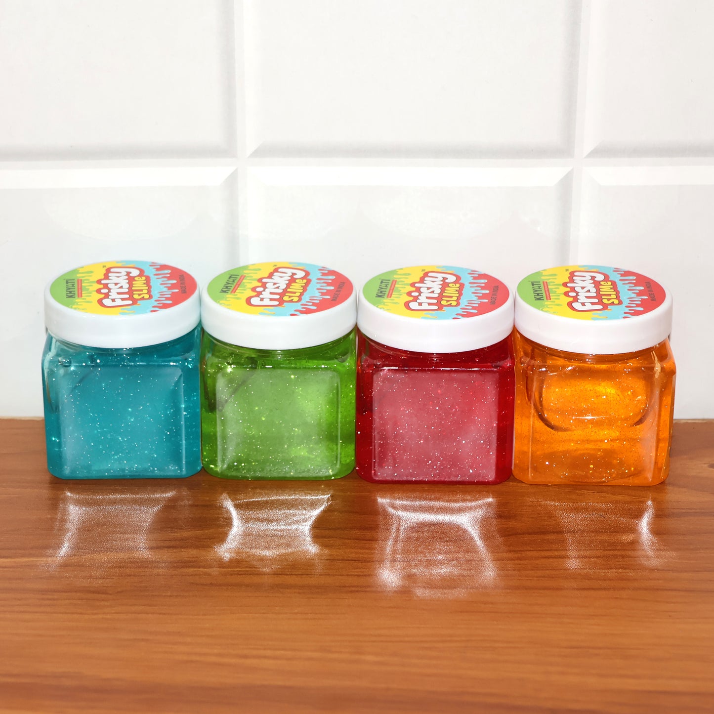 Khyati Frisky Slime Glitter Edition – Stretchable Sparkling Slime Toy in Jar Pack (1Pc/Mix Colour)