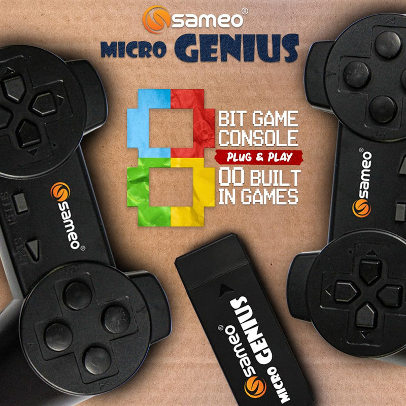 Sameo Micro Genius HDMI Gaming Console with Dual Wireless Controllers – Plug and Play Retro Game System with 800 Built-in Games