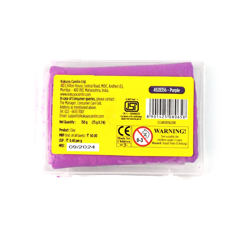 Camlin Modelling Clay 150 gm – Purple Color Soft and Reusable Clay for Creative Crafting