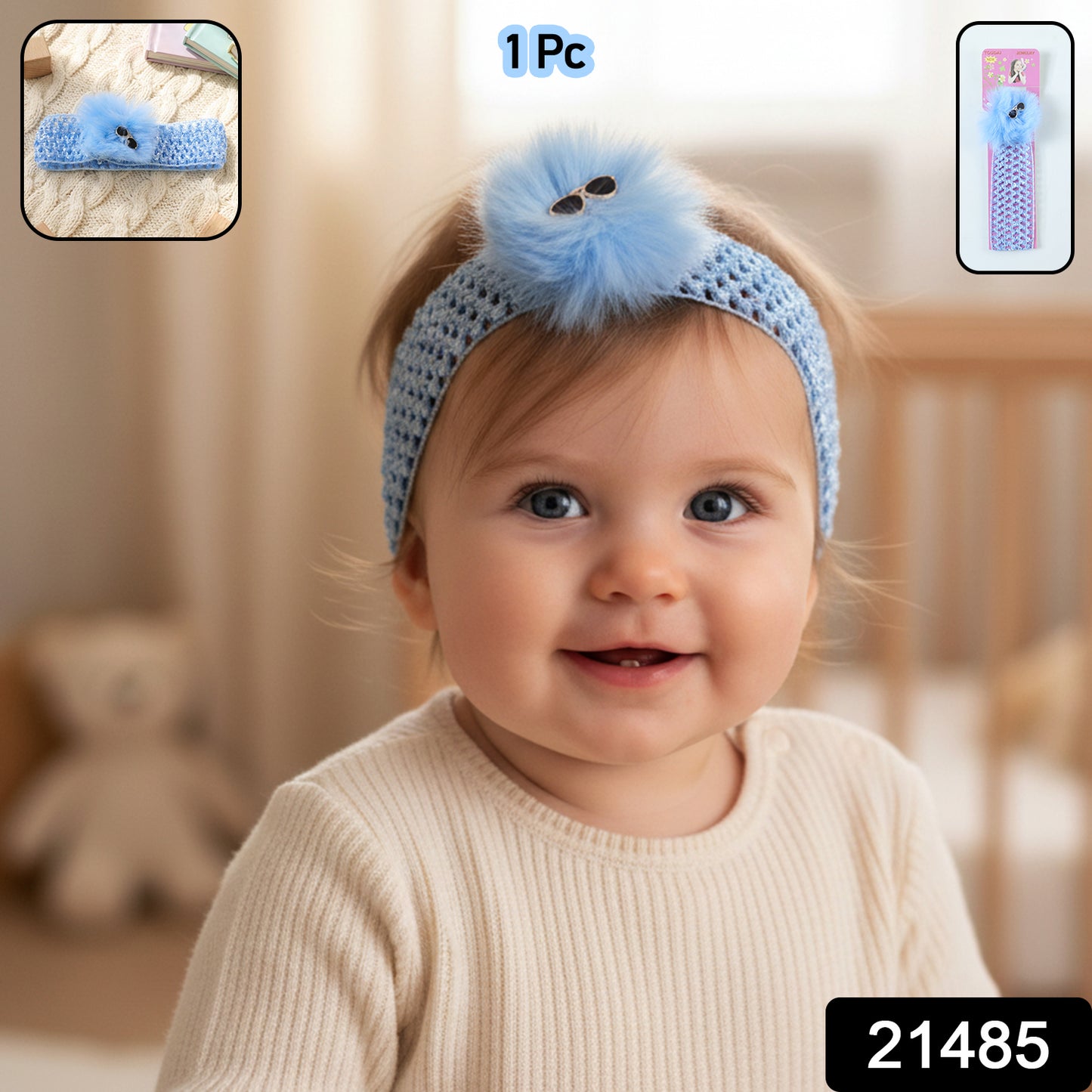 Baby Girl Hair Band soft elastic pom pom headband