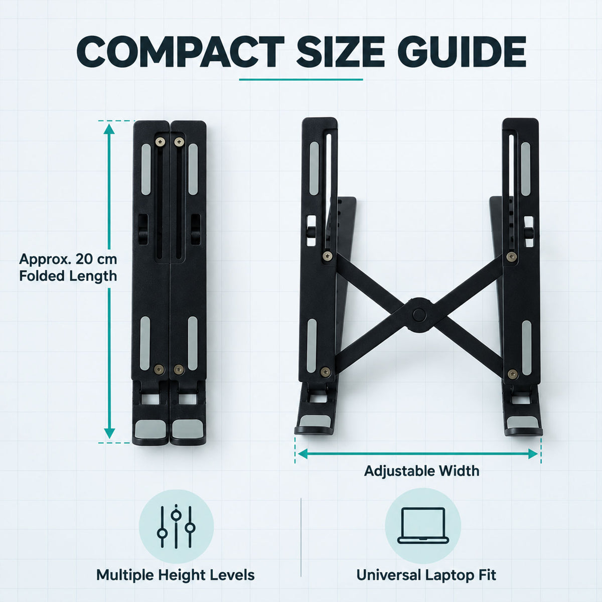Foldable Adjustable Laptop Stand with Mobile Holder (1 Pc)