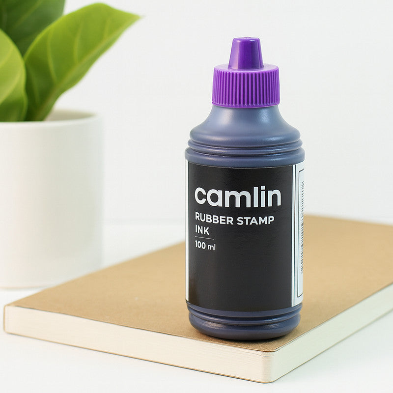 Camlin Rubber Stamp Ink – Violet Colour, 100 ml Long-Lasting Quick-Drying Ink for Office and Professional Use