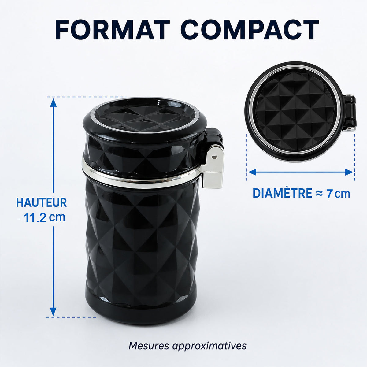 Car Cupholder Ashtray – LED Light, Lid & Portable Bin | Velvet Wheels