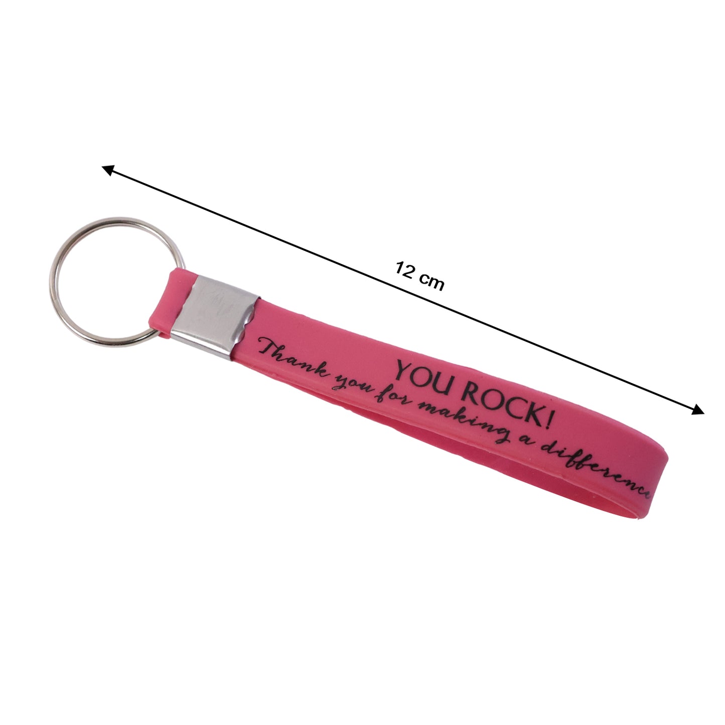 Motivational wrist strap keychain close-up