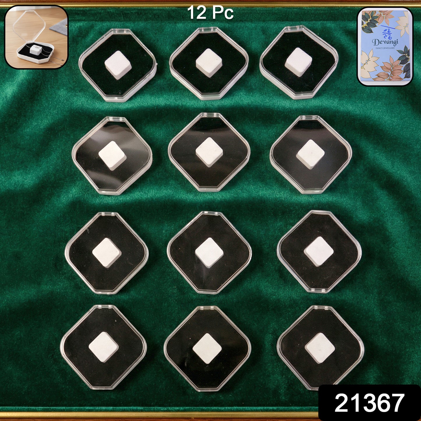 12-piece jewellery display box set featuring soft cushion inserts