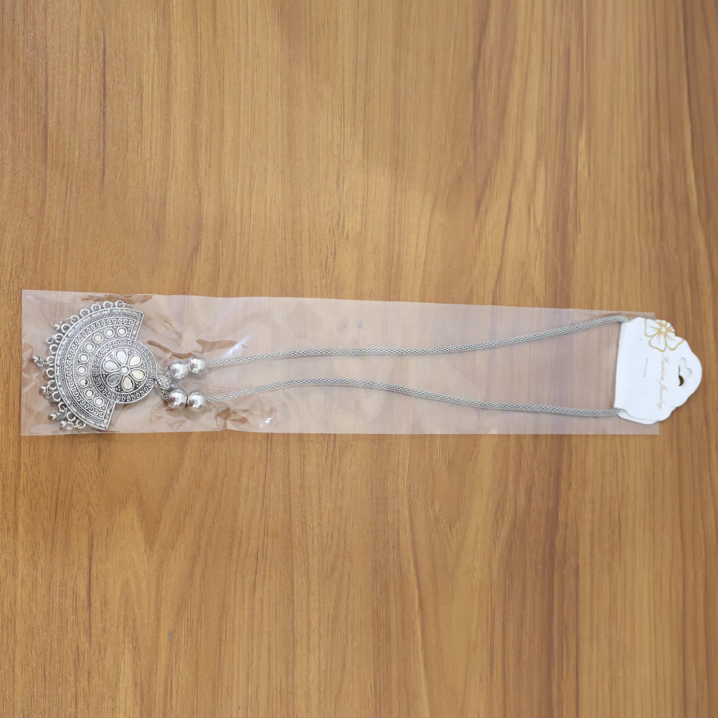 Oxidised Silver-Tone Traditional Long Necklace (1 Pc)