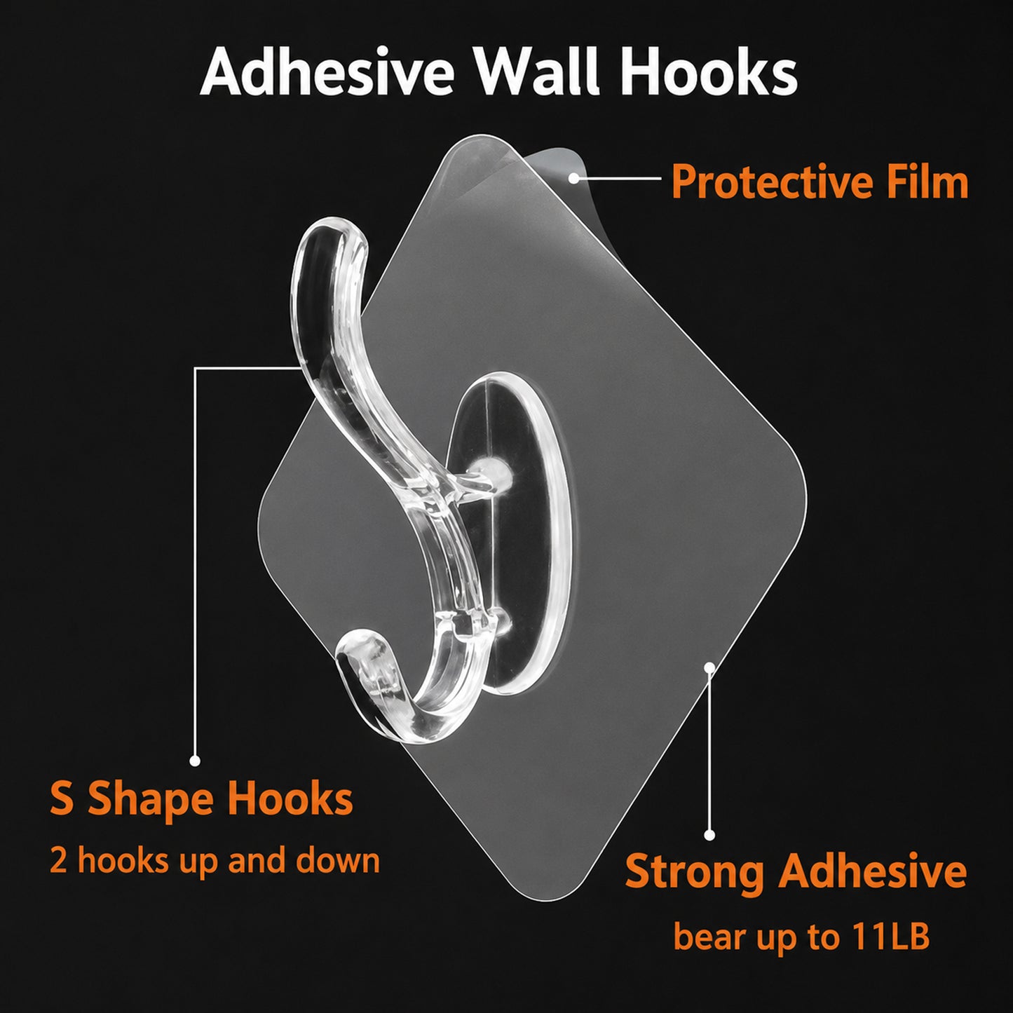Self adhesive hook for organization