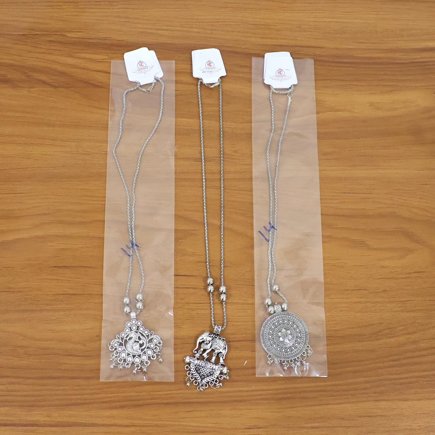 Oxidised Silver Finish Traditional Pendant Necklace – Mix Design (1 Pc)