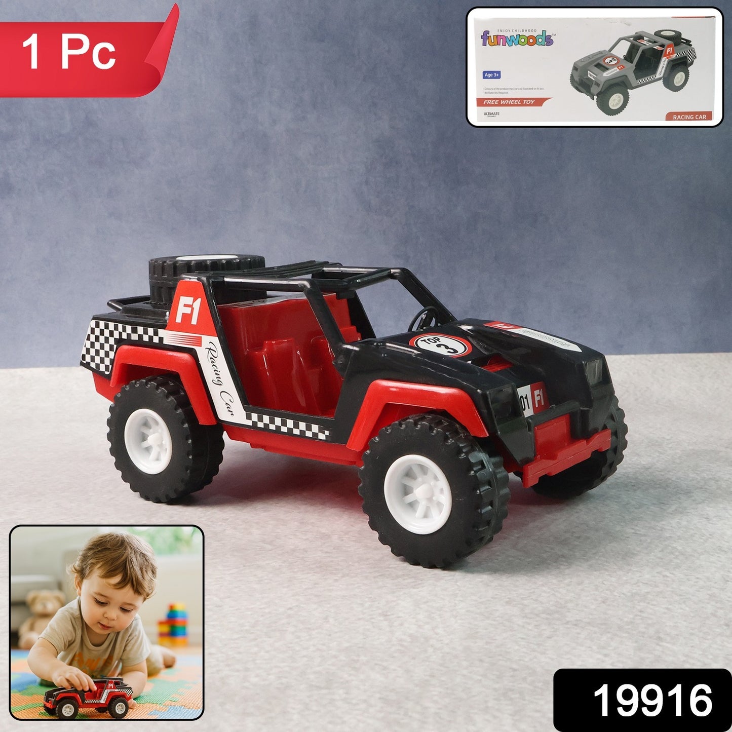 Funwoods Free-Wheel Racing Jeep Toy Car - (1 Pc)