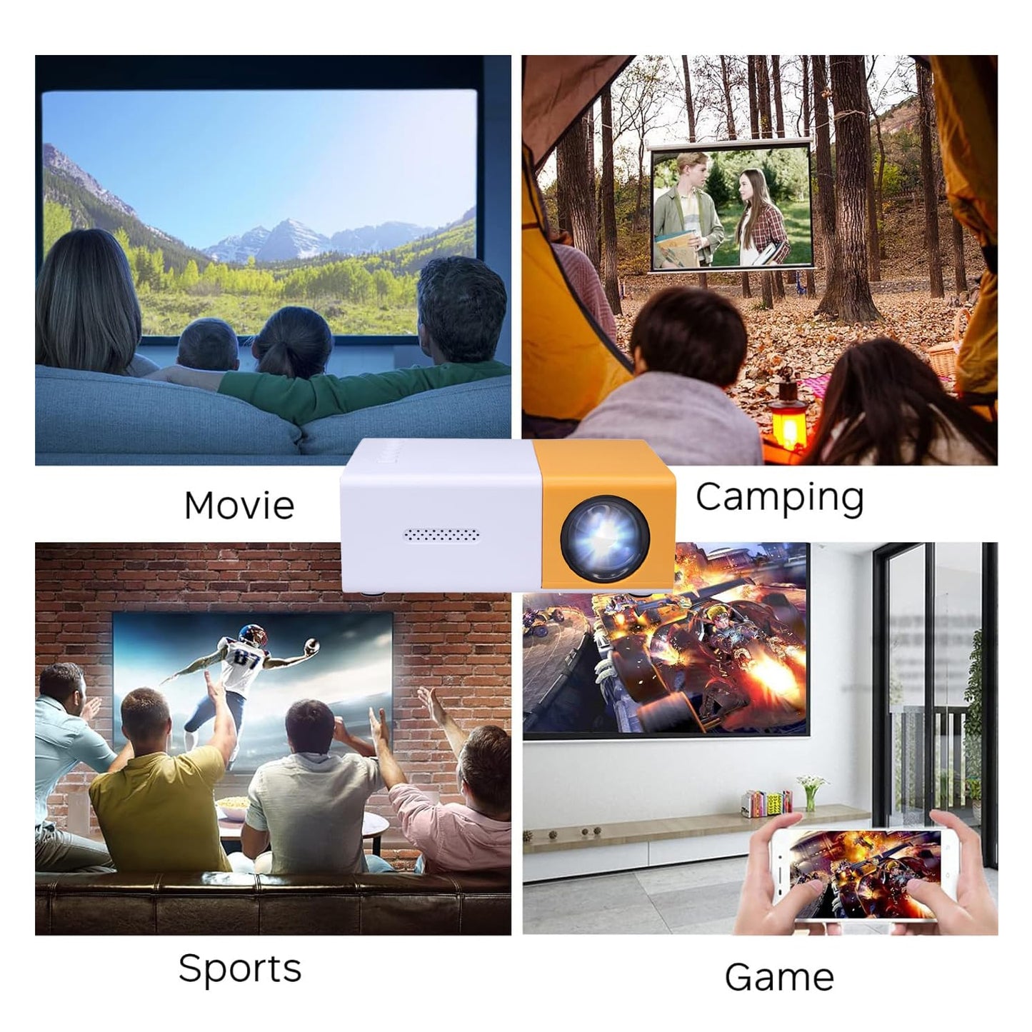 Mini Portable Movie Projector, LCD Screen with 24-60 in Display, Super Heat Dissipation