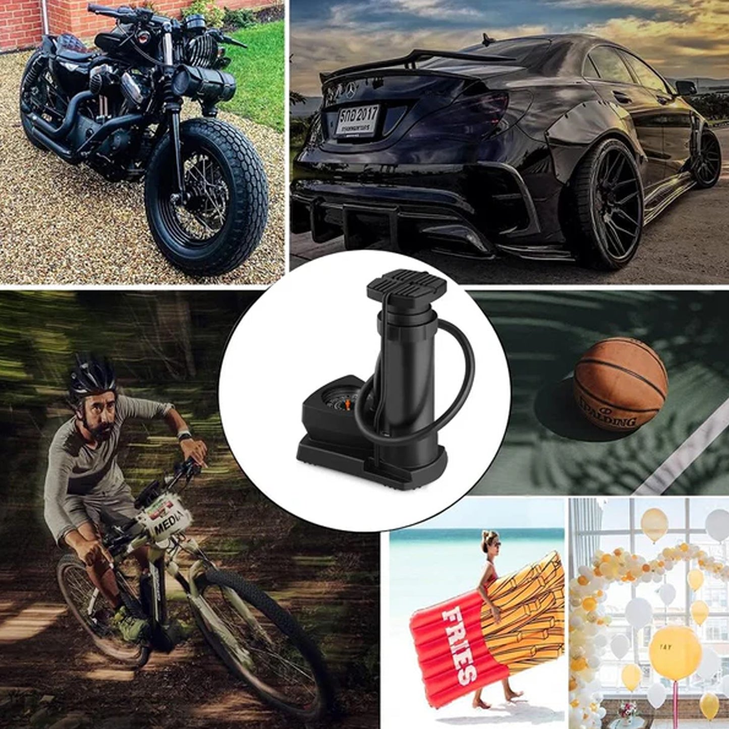 Heavy duty foot air pump for tires
