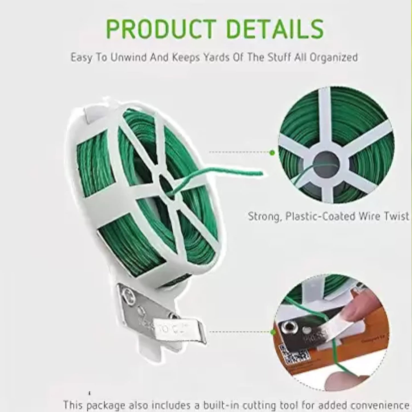 गार्डन वायर, सपोर्ट के लिए मजबूत प्लांट टाई, टमाटर की बेलों के लिए कटर के साथ गार्डन टाई, इनडोर, आउटडोर, घर और ऑफिस के उपयोग के लिए प्लांट वायर टाई वायर (50 मीटर)