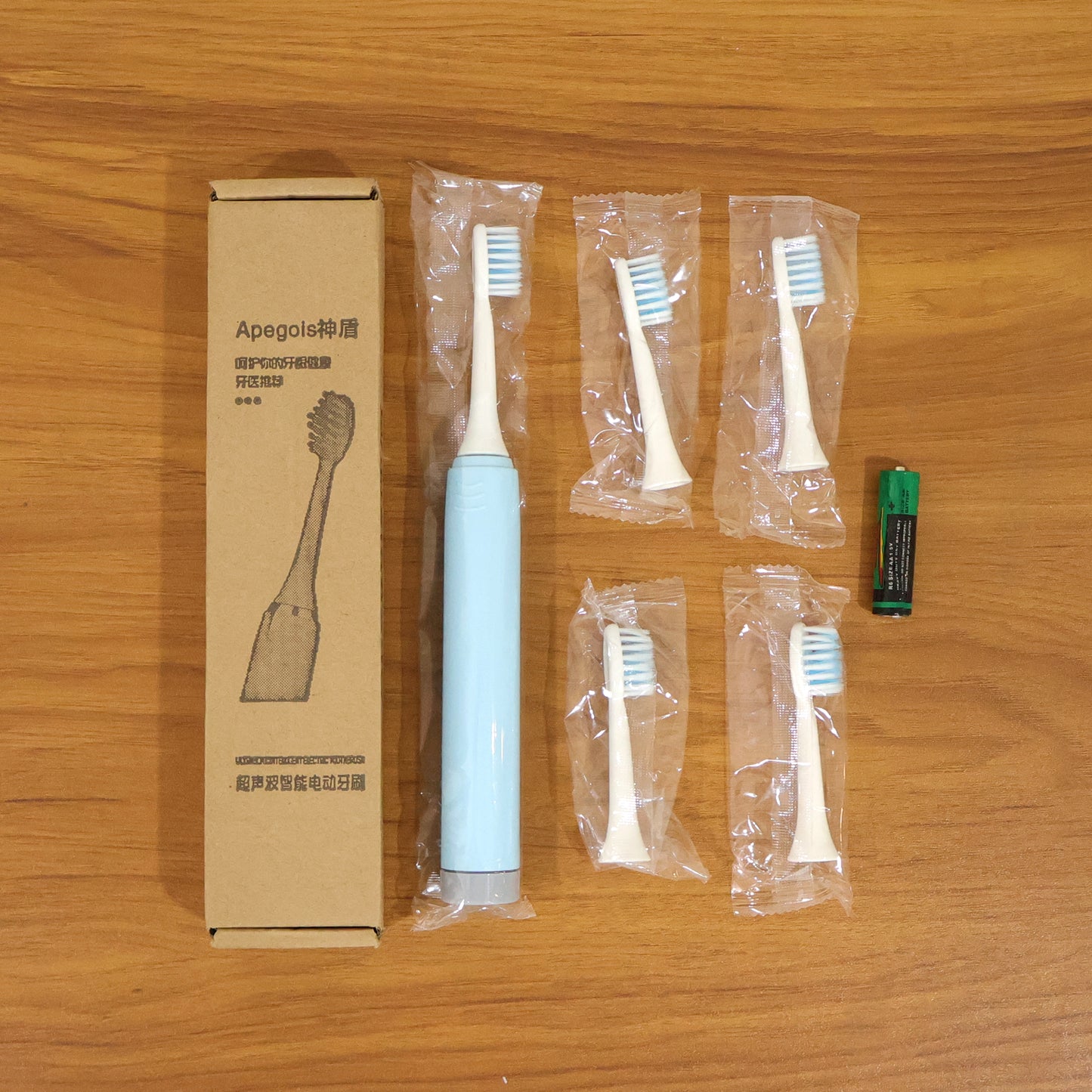 Electric Toothbrush With 4 Extra Head (1 Pc, Battery Included, Mix Color)