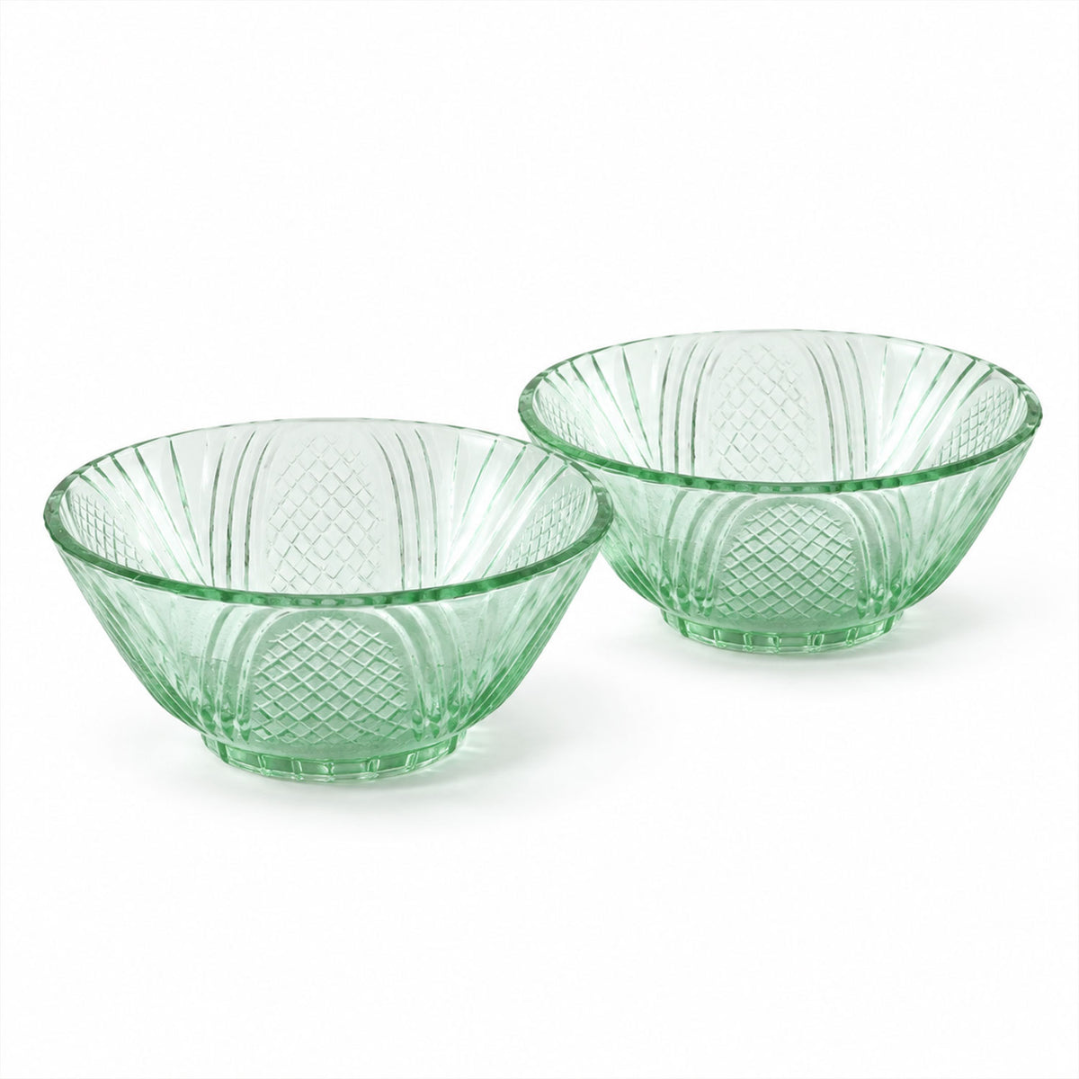 Textured Glass Bowl Set for Serving Dry Fruits, Snacks and Desserts (2 Pc Set)